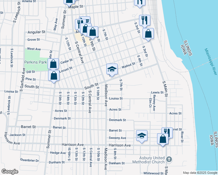 map of restaurants, bars, coffee shops, grocery stores, and more near 1212 Madison Ave in Burlington