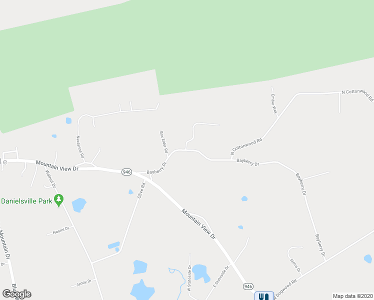 map of restaurants, bars, coffee shops, grocery stores, and more near 3736 Bayberry Drive in Danielsville