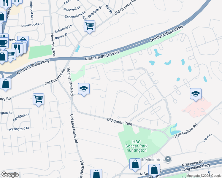 map of restaurants, bars, coffee shops, grocery stores, and more near 24 Echo Lane in Melville