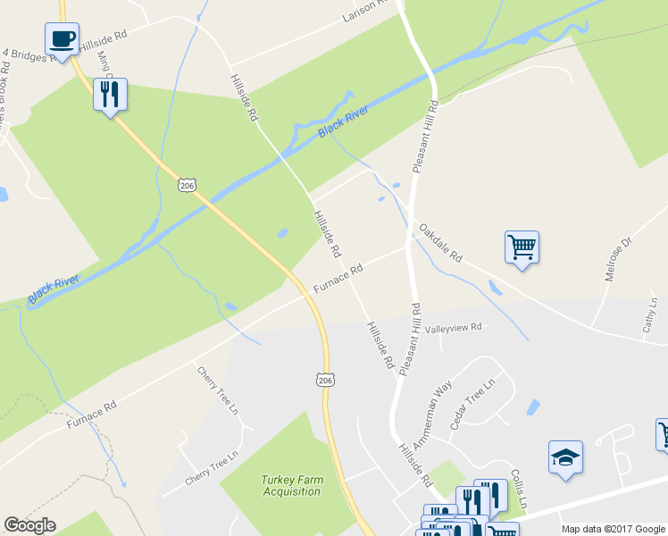 map of restaurants, bars, coffee shops, grocery stores, and more near 113 Hillside Road in Chester