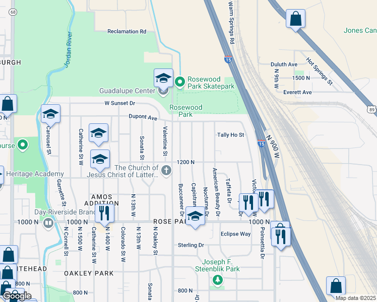 map of restaurants, bars, coffee shops, grocery stores, and more near 1235 Capistrano Drive in Salt Lake City