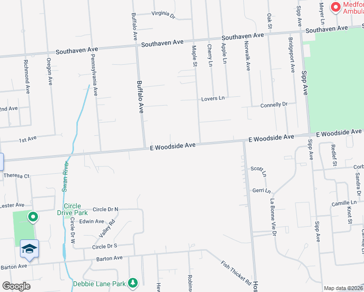 map of restaurants, bars, coffee shops, grocery stores, and more near 187 East Woodside Avenue in Patchogue