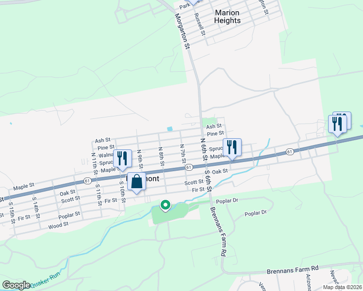 map of restaurants, bars, coffee shops, grocery stores, and more near 701 Walnut Street in Kulpmont