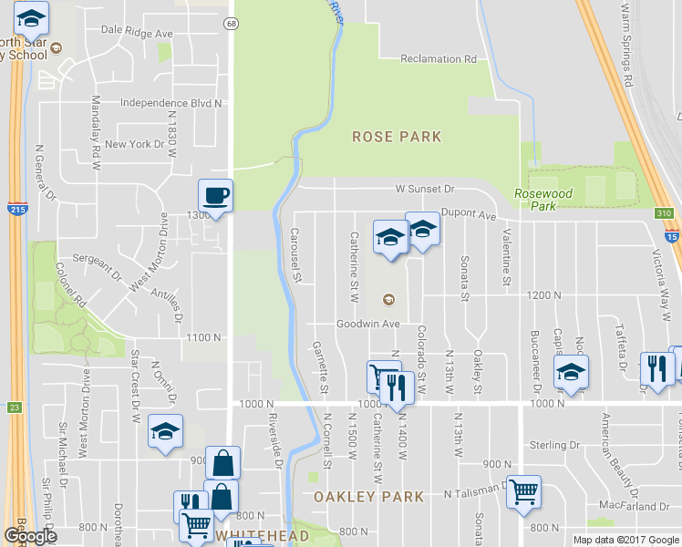 map of restaurants, bars, coffee shops, grocery stores, and more near 1224 North 1500 West in Salt Lake City