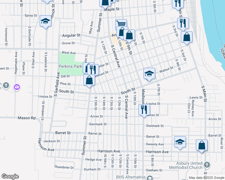 map of restaurants, bars, coffee shops, grocery stores, and more near 1200-1298 South Street in Burlington