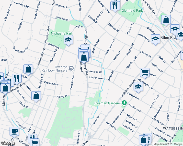 map of restaurants, bars, coffee shops, grocery stores, and more near in Montclair