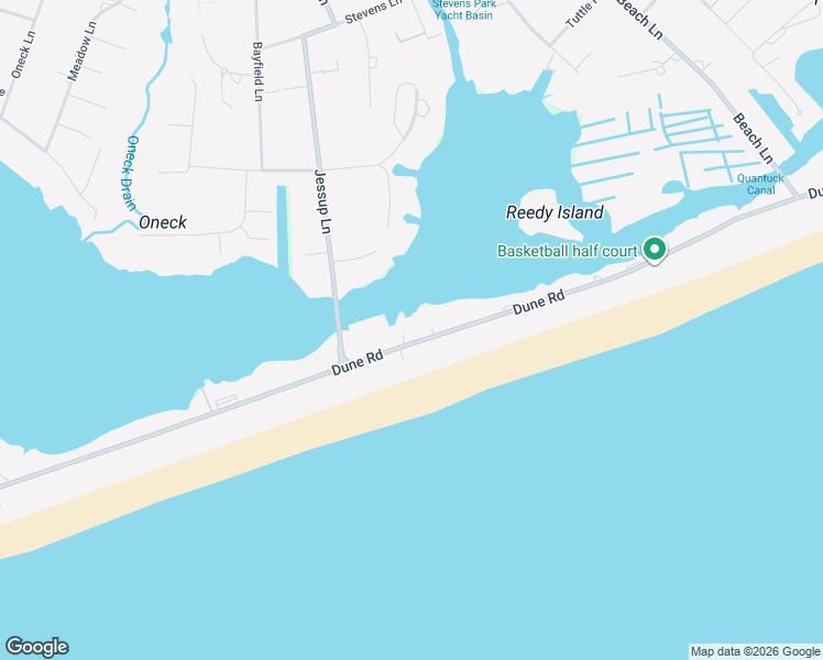 map of restaurants, bars, coffee shops, grocery stores, and more near 221 Dune Road in Westhampton Beach