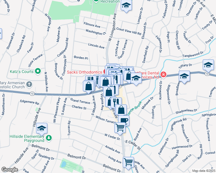 map of restaurants, bars, coffee shops, grocery stores, and more near in Livingston