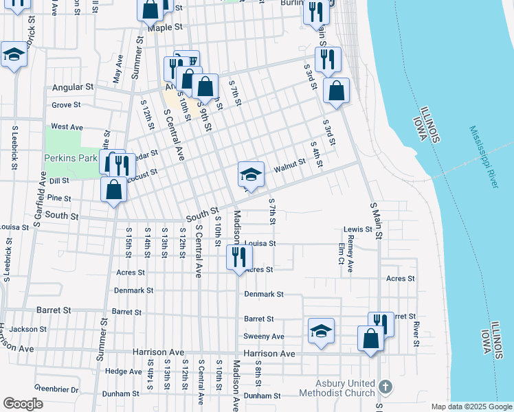 map of restaurants, bars, coffee shops, grocery stores, and more near 1212 Madison Ave in Burlington