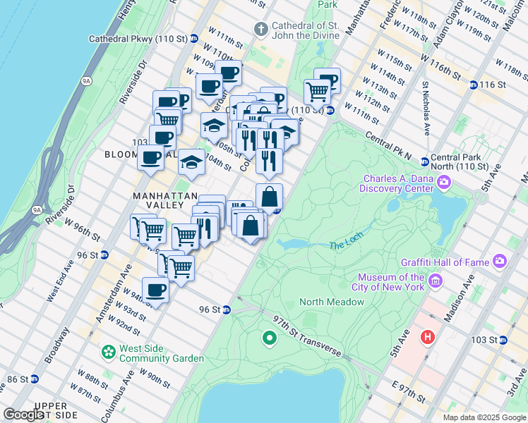 map of restaurants, bars, coffee shops, grocery stores, and more near in New York