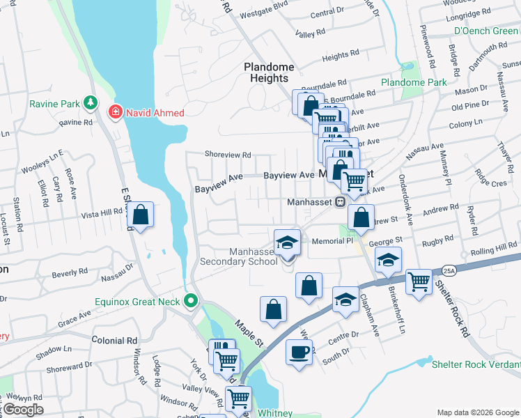 map of restaurants, bars, coffee shops, grocery stores, and more near 183 Manhasset Avenue in Manhasset