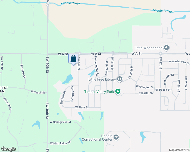 map of restaurants, bars, coffee shops, grocery stores, and more near 1655 Timber Ridge Road in Lincoln