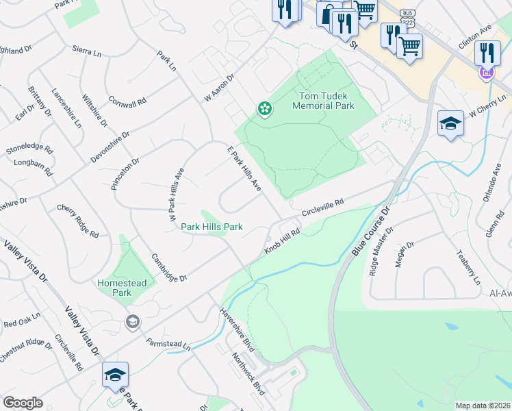 map of restaurants, bars, coffee shops, grocery stores, and more near 1601 S Cherry Hill Rd in State College
