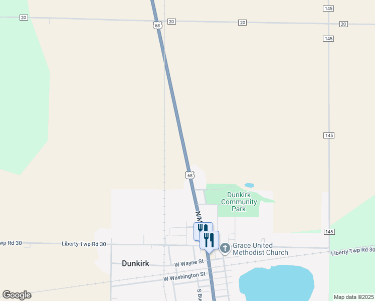 map of restaurants, bars, coffee shops, grocery stores, and more near 1544 U.S. 68 in Dunkirk