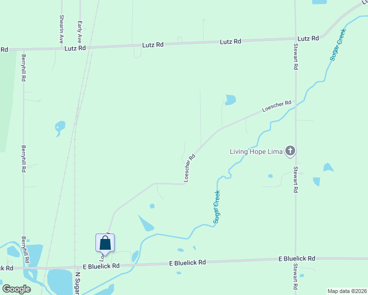 map of restaurants, bars, coffee shops, grocery stores, and more near 3119 Loescher Road in Lima