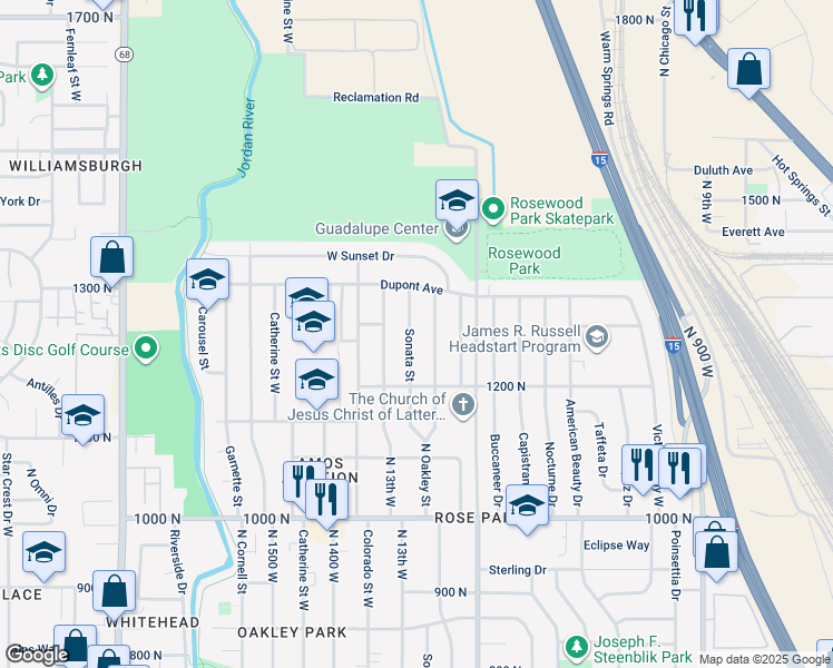 map of restaurants, bars, coffee shops, grocery stores, and more near 1284 Sonata Street in Salt Lake City