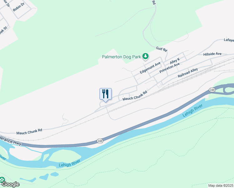 map of restaurants, bars, coffee shops, grocery stores, and more near 1025 Northhampton Street in Palmerton