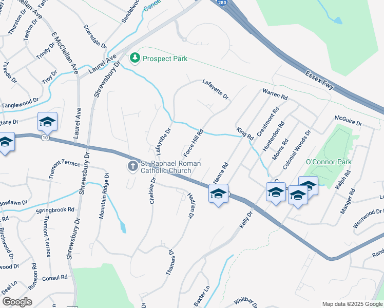 map of restaurants, bars, coffee shops, grocery stores, and more near 22 Force Hill Road in Livingston