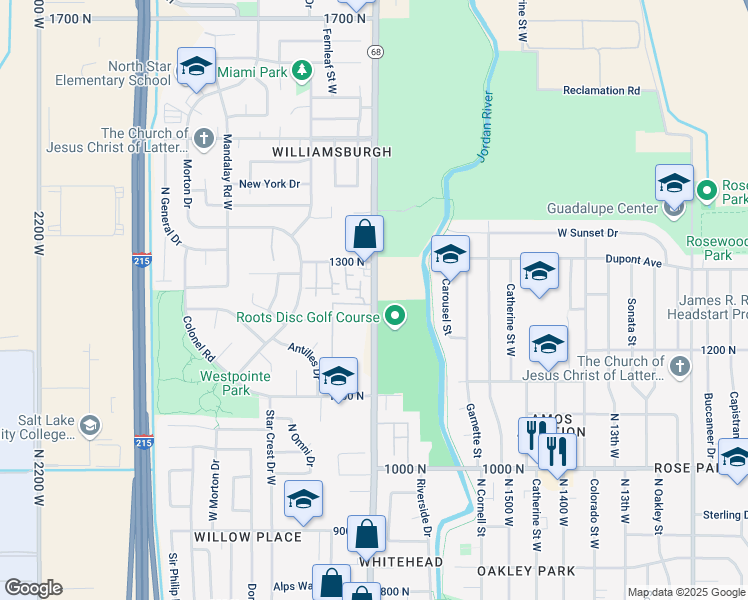 map of restaurants, bars, coffee shops, grocery stores, and more near 1205 North Redwood Road in Salt Lake City