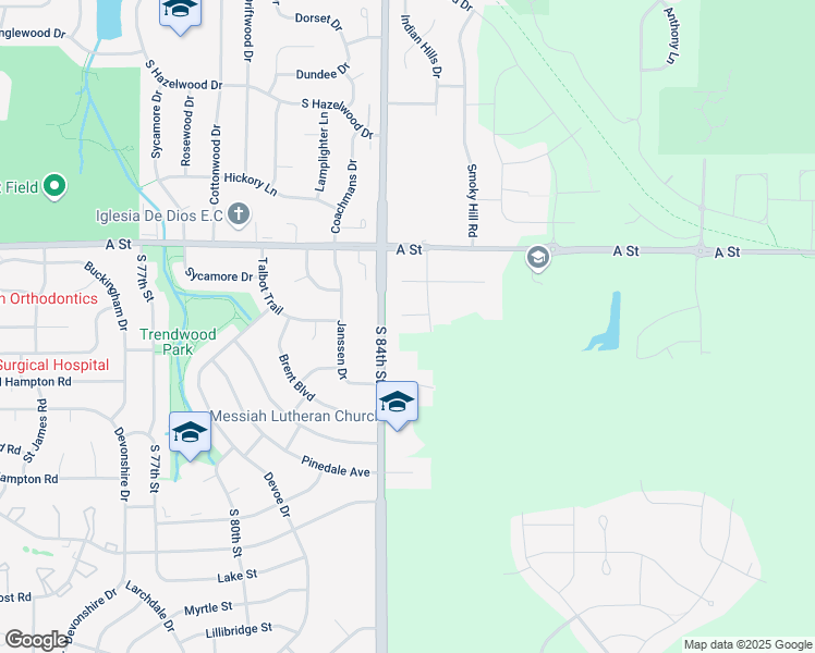 map of restaurants, bars, coffee shops, grocery stores, and more near 8446 Easton Circle in Lincoln