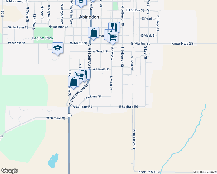 map of restaurants, bars, coffee shops, grocery stores, and more near 601 South Main Street in Abingdon