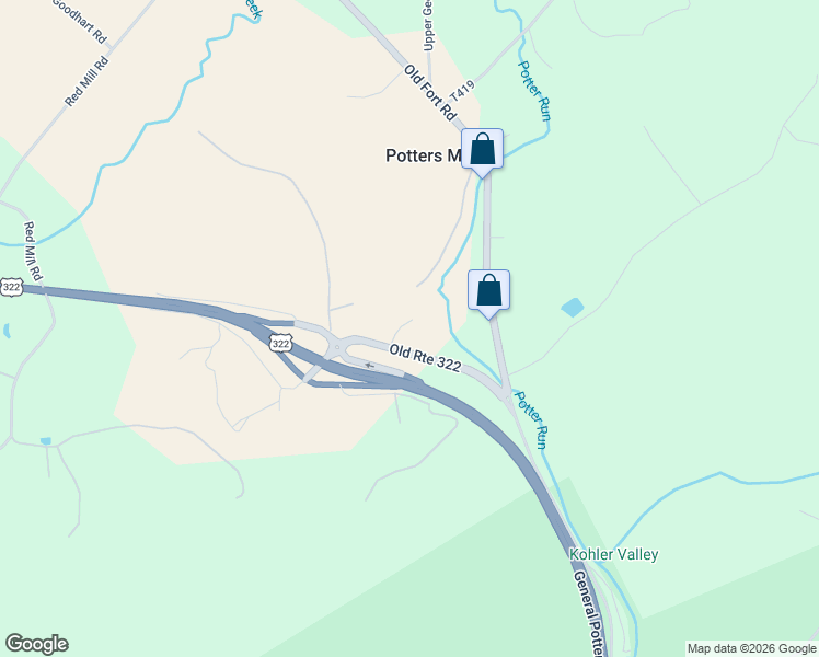 map of restaurants, bars, coffee shops, grocery stores, and more near 2843 General Potter Highway in Spring Mills