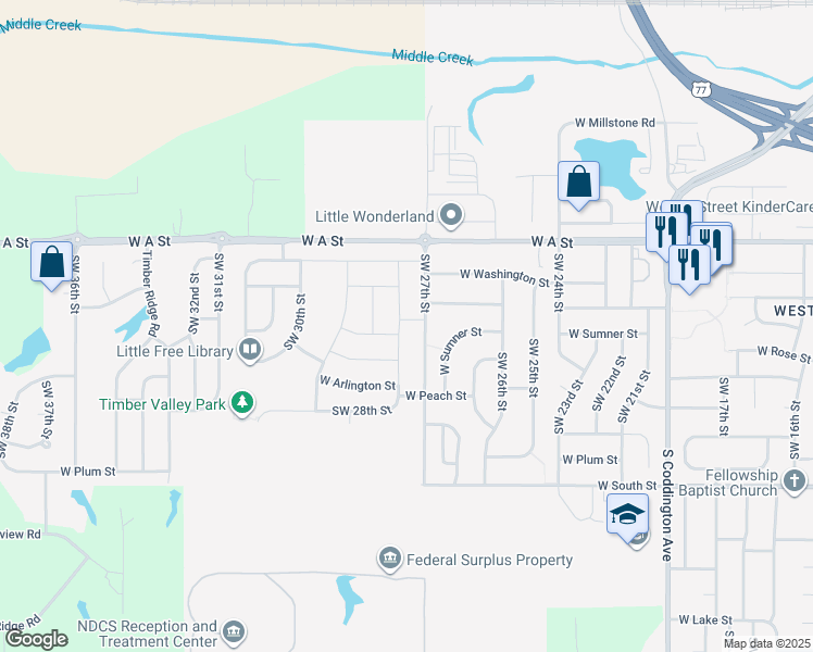 map of restaurants, bars, coffee shops, grocery stores, and more near 1961 West Shane Drive in Lincoln
