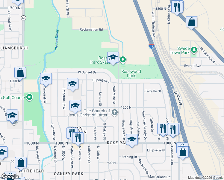 map of restaurants, bars, coffee shops, grocery stores, and more near 1310 Oakley Street in Salt Lake City