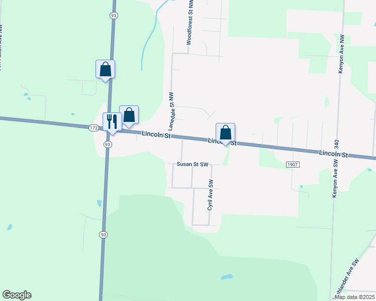 map of restaurants, bars, coffee shops, grocery stores, and more near 12762 Ohio 172 in Massillon