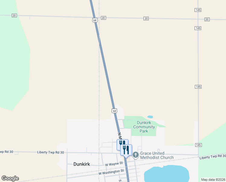 map of restaurants, bars, coffee shops, grocery stores, and more near 1544 U.S. 68 in Dunkirk