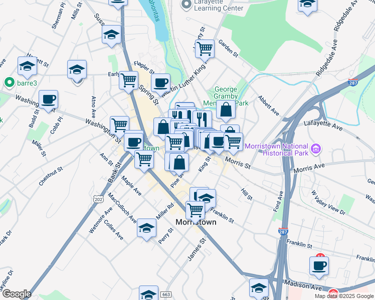 map of restaurants, bars, coffee shops, grocery stores, and more near 99 County Road 510 in Morristown