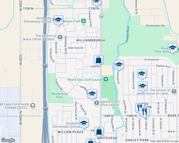 map of restaurants, bars, coffee shops, grocery stores, and more near 1770 West Trafalga Way in Salt Lake City