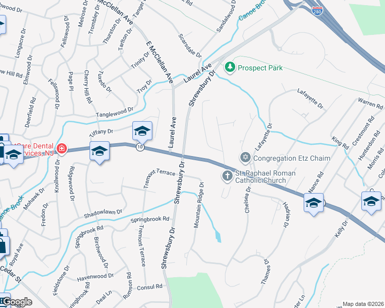map of restaurants, bars, coffee shops, grocery stores, and more near 295 East Mount Pleasant Avenue in Livingston