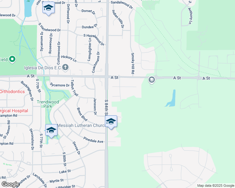map of restaurants, bars, coffee shops, grocery stores, and more near 8446 Easton Circle in Lincoln