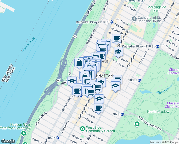 map of restaurants, bars, coffee shops, grocery stores, and more near in New York