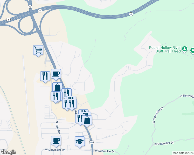map of restaurants, bars, coffee shops, grocery stores, and more near 9052 North Locust Lane in Peoria