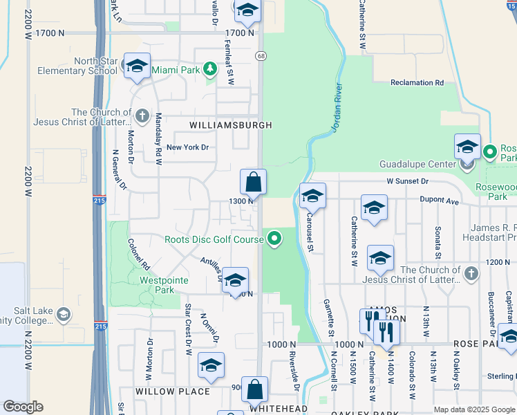 map of restaurants, bars, coffee shops, grocery stores, and more near 1265 North Redwood Road in Salt Lake City