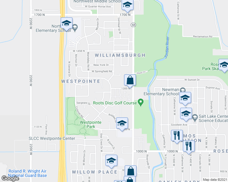map of restaurants, bars, coffee shops, grocery stores, and more near 1790 West Trafalga Way in Salt Lake City