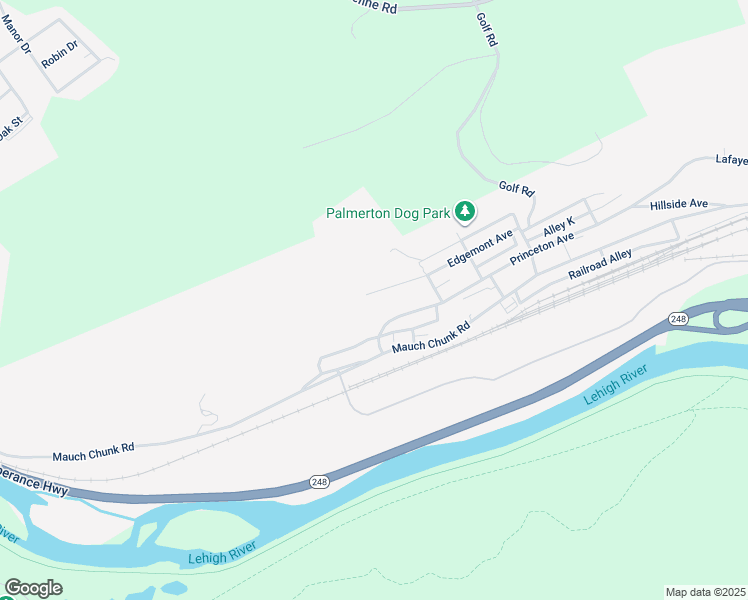 map of restaurants, bars, coffee shops, grocery stores, and more near Peach Alley in Palmerton