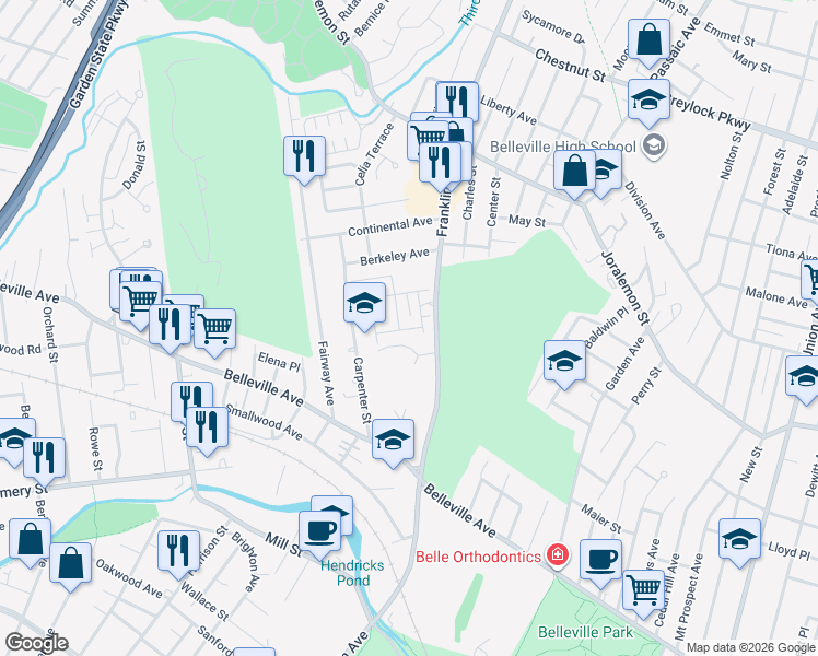 map of restaurants, bars, coffee shops, grocery stores, and more near 809 Deluca Road in Belleville