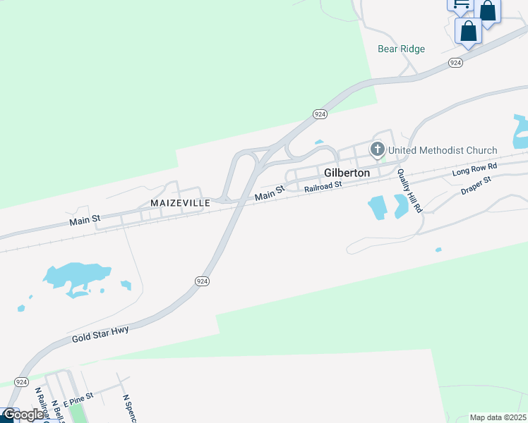 map of restaurants, bars, coffee shops, grocery stores, and more near in Gilberton