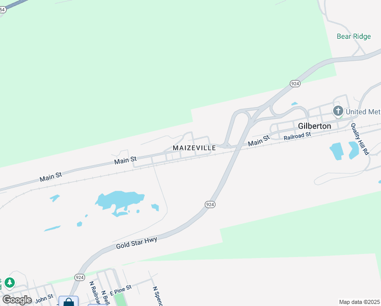 map of restaurants, bars, coffee shops, grocery stores, and more near 1108 Main Street in Gilberton
