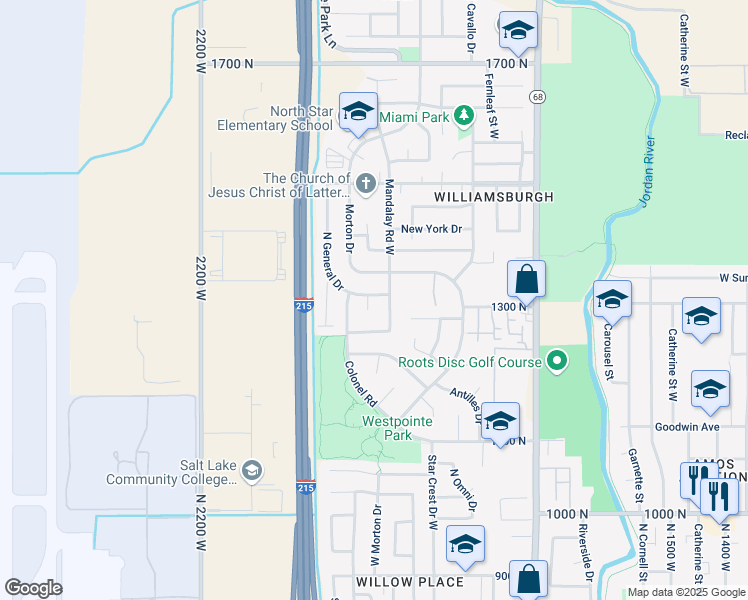 map of restaurants, bars, coffee shops, grocery stores, and more near 1933 North General Drive in Salt Lake City
