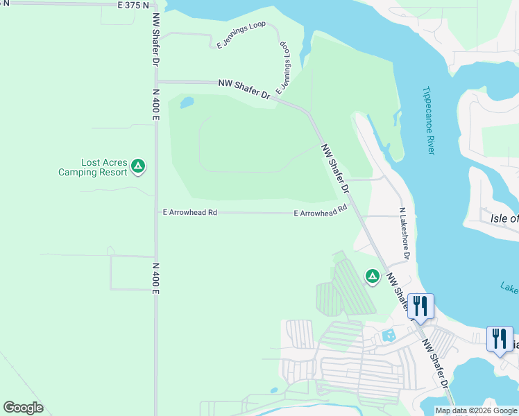 map of restaurants, bars, coffee shops, grocery stores, and more near 4001-4699 East Arrowhead Road in Monticello