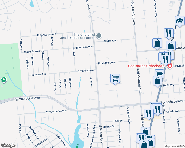 map of restaurants, bars, coffee shops, grocery stores, and more near 9 Fairview Avenue in Holtsville