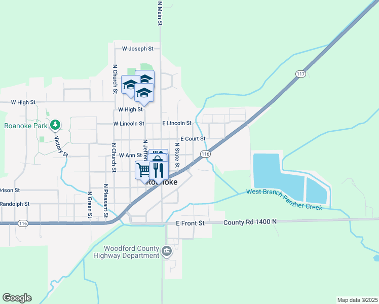 map of restaurants, bars, coffee shops, grocery stores, and more near East Court Street in Roanoke