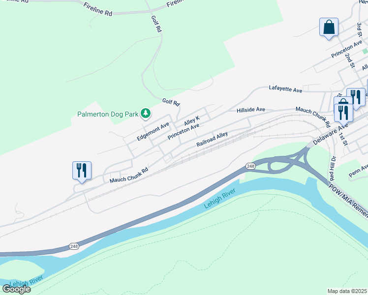 map of restaurants, bars, coffee shops, grocery stores, and more near 844 Mauch Chunk Road in Palmerton