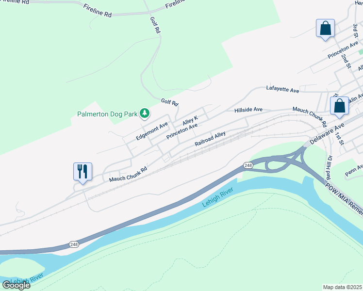 map of restaurants, bars, coffee shops, grocery stores, and more near 844 Mauch Chunk Road in Palmerton