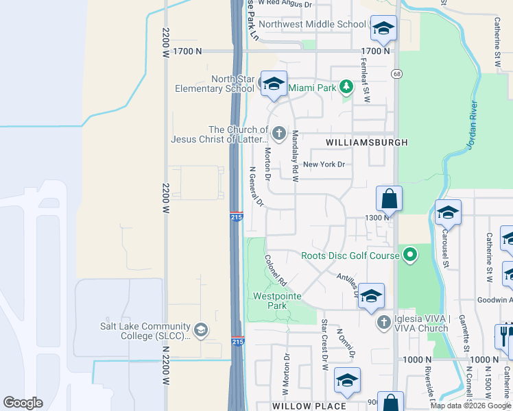 map of restaurants, bars, coffee shops, grocery stores, and more near 1340 Sir Philip Drive West in Salt Lake City