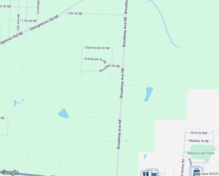 map of restaurants, bars, coffee shops, grocery stores, and more near 1750 Fairbrook Avenue Northeast in East Canton